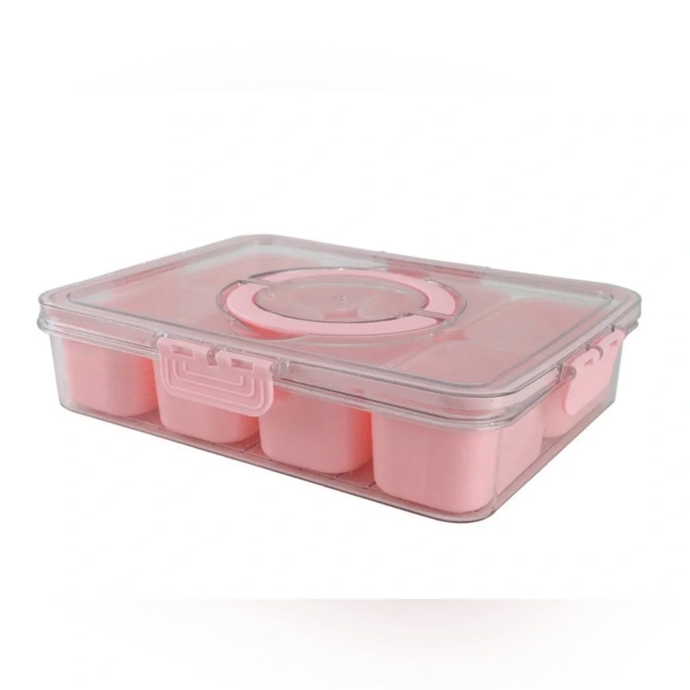 Cook With Color Sparkle with Lid Snack Box Food Storage Container Pink New!